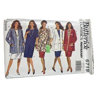 80s Butterick 6719 Sewing Pattern 6-12 Maternity Jacket Dress Top Skirt UNCUT